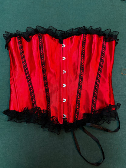 Women's Alternative Red Corset - Strapless Lace-Up Bustier Top