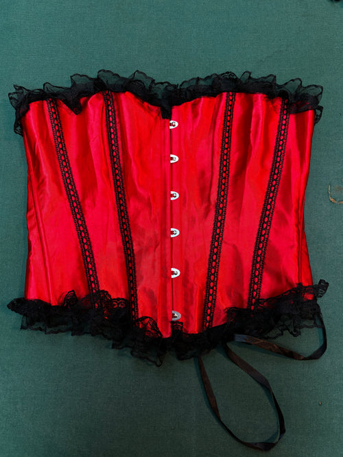 Women's Alternative Red Corset - Strapless Lace-Up Bustier Top