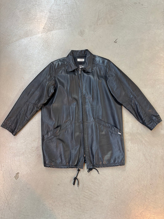 Jofama Black Leather Jacket Men's L