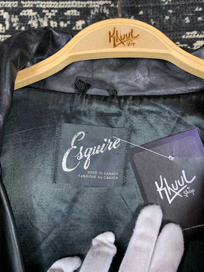 Men's Vintage Esquire Black Leather Motorcycle Jacket