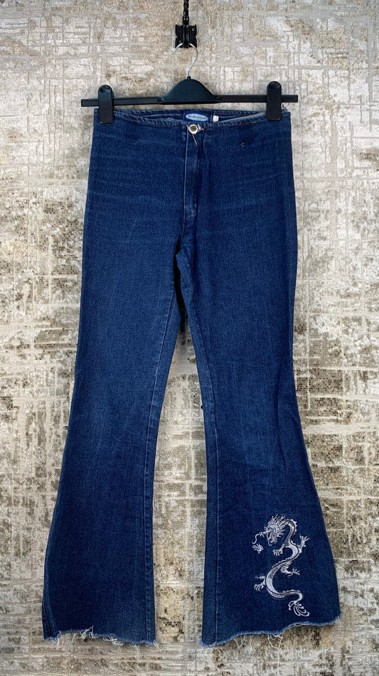 Women's Y2K Dragon Embroidery Flared Jeans