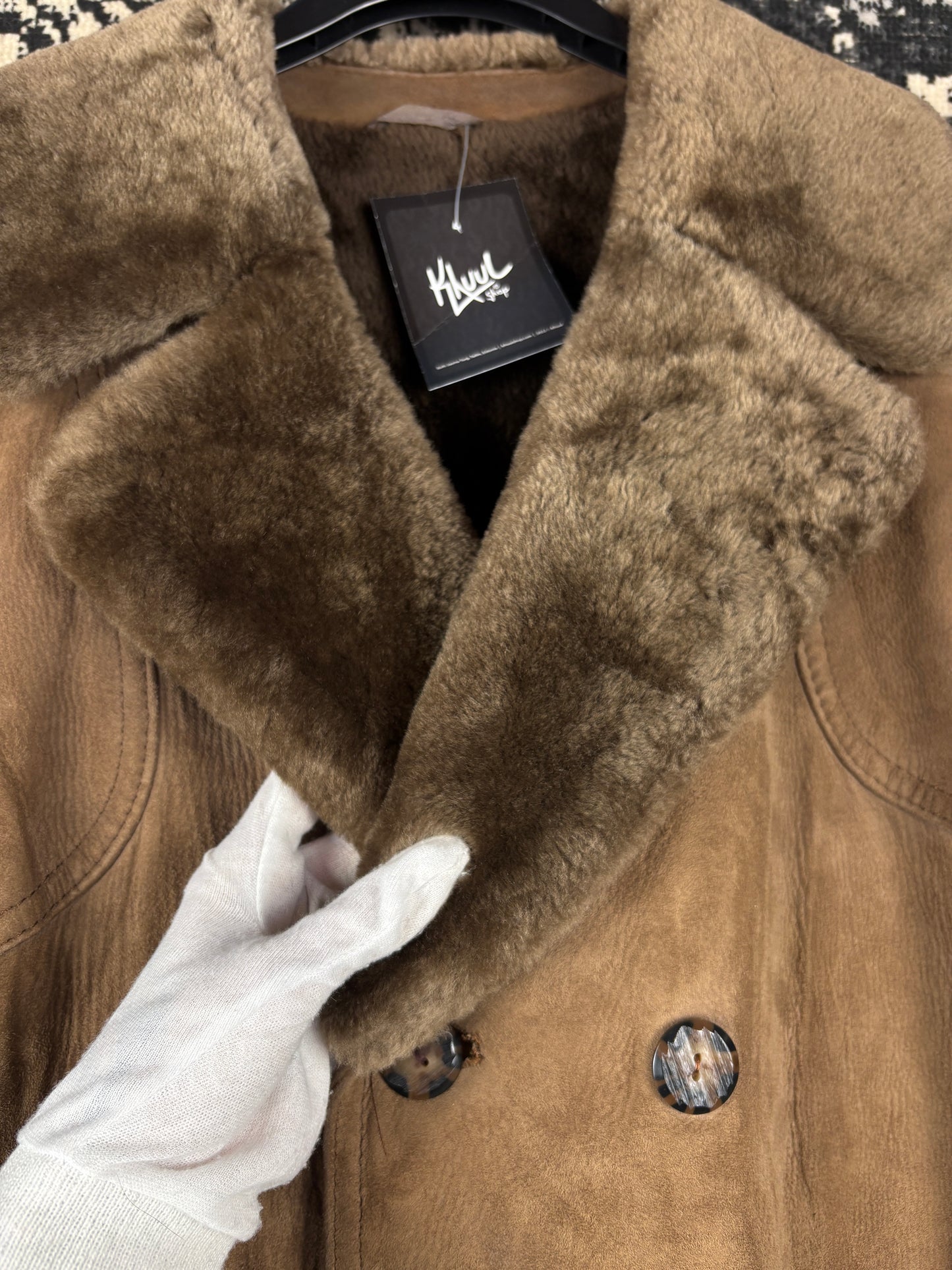 Women's Y2K Vintage Brown Faux Suede Long Coat with Soft Faux Fur Trim