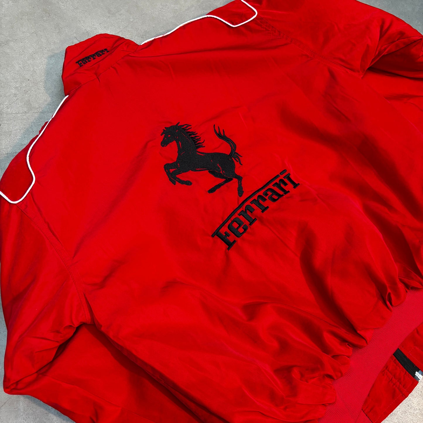 Vintage Red and White Ferrari Racing Jacket