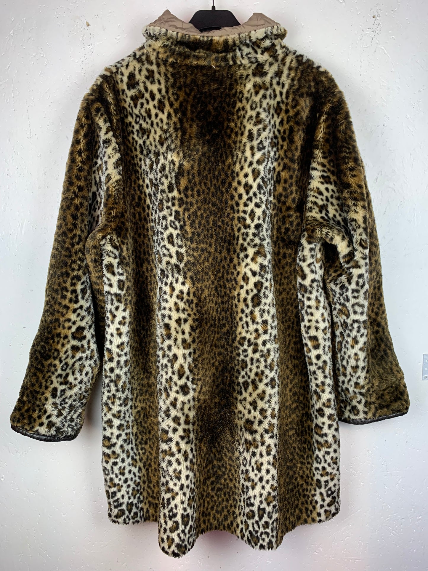 Y2K Cheetah Print Faux Fur Long Zip-Up Coat