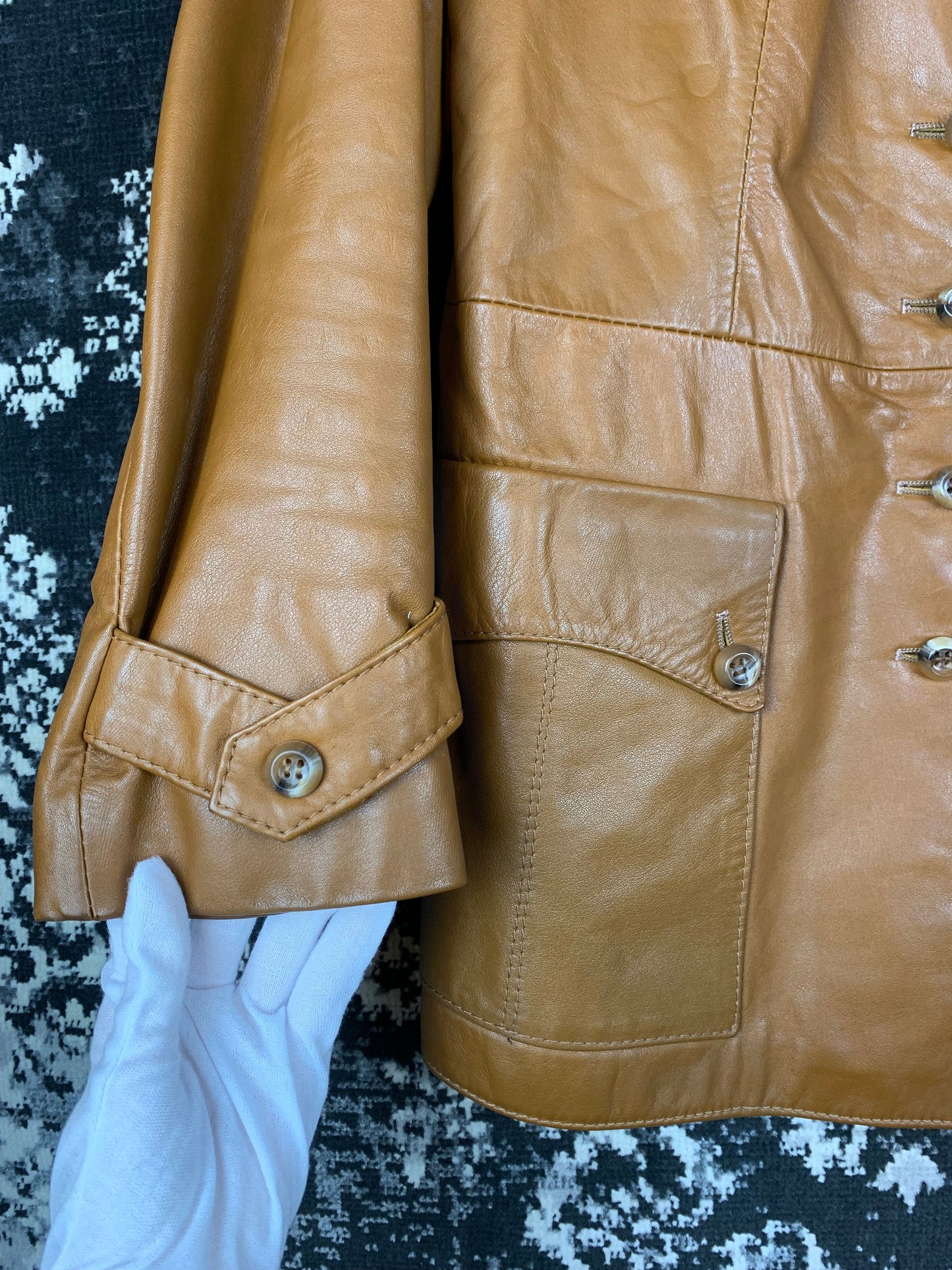 Vintage 70s Style Brown Leather Jacket for Women