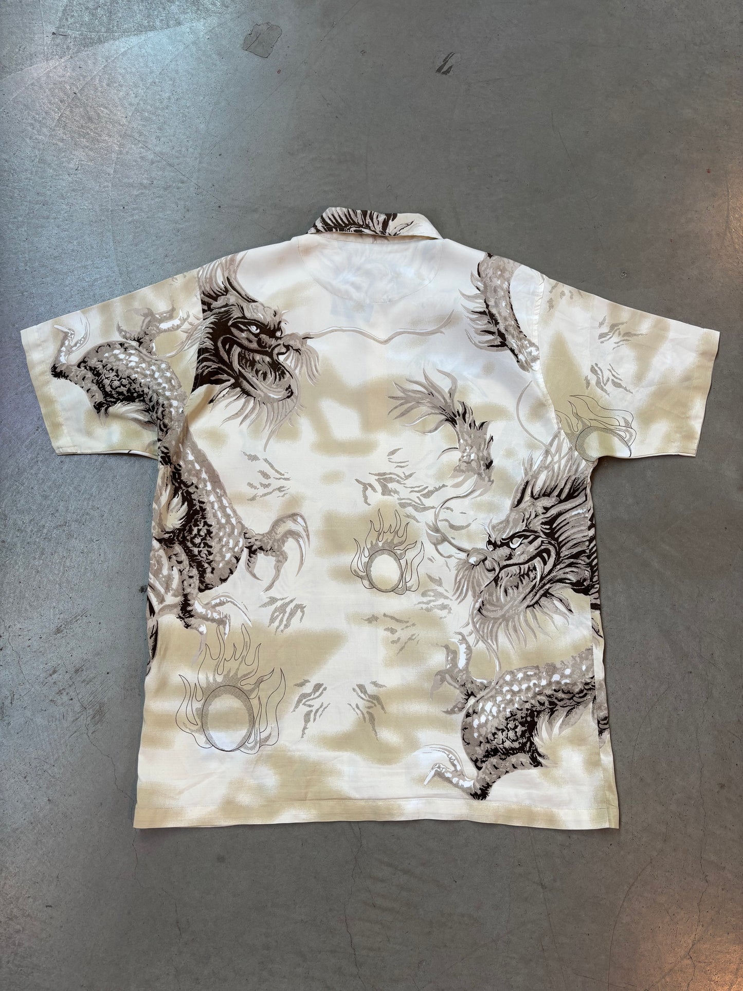 Vintage Men’s L White Satin Dragon Shirt