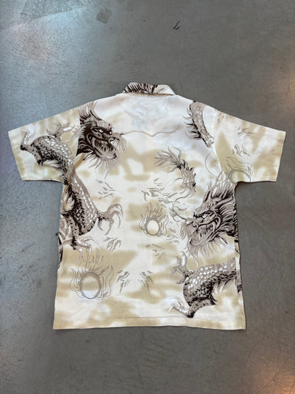 Vintage Men’s L White Satin Dragon Shirt