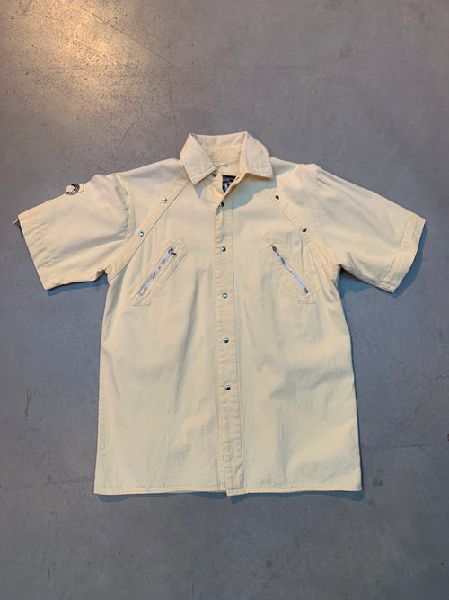 Y2K Light Yellow Short Sleeve Button-Up Shirt