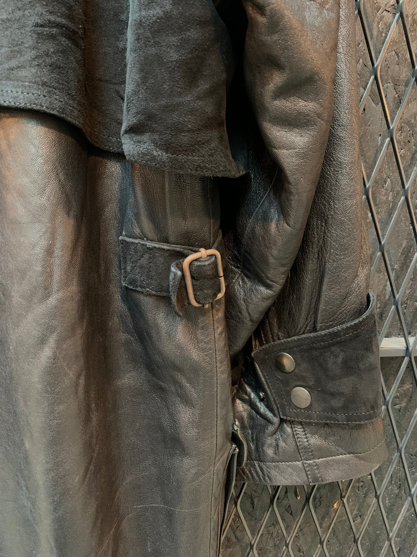 Women's Vintage Cesare Piccini Black Leather Trench Coat