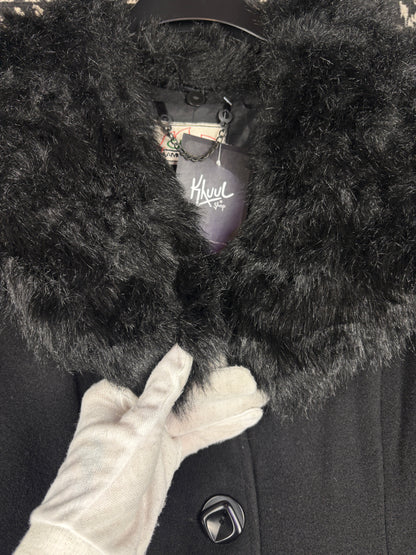 Elegant Women's Long Black Wool Blend Coat