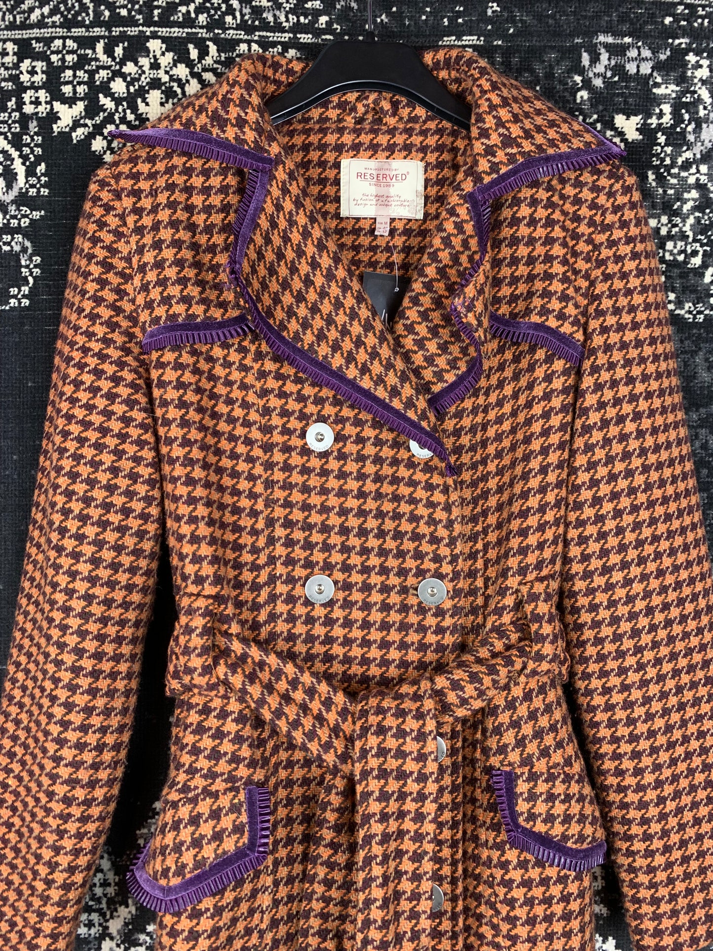 Reserved Vintage Houndstooth Wool Blend Coat