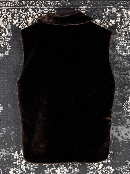 Women's Y2K Vintage Dark Brown Soft Faux Fur Vest