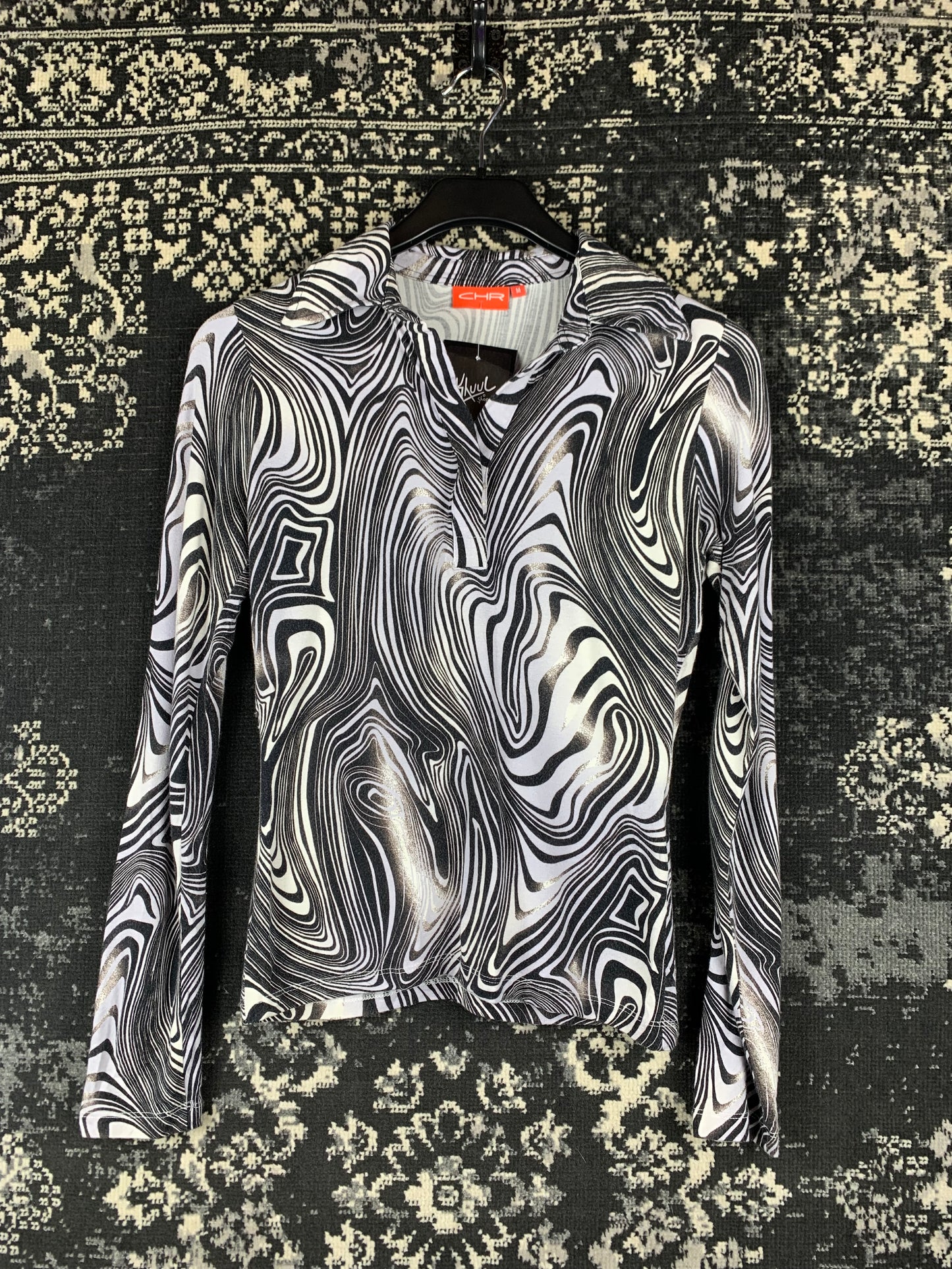 Women's Vintage CHR Zebra Print Long Sleeve Top