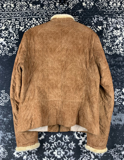 Y2K Style Brown Faux Shearling Zip Up Jacket