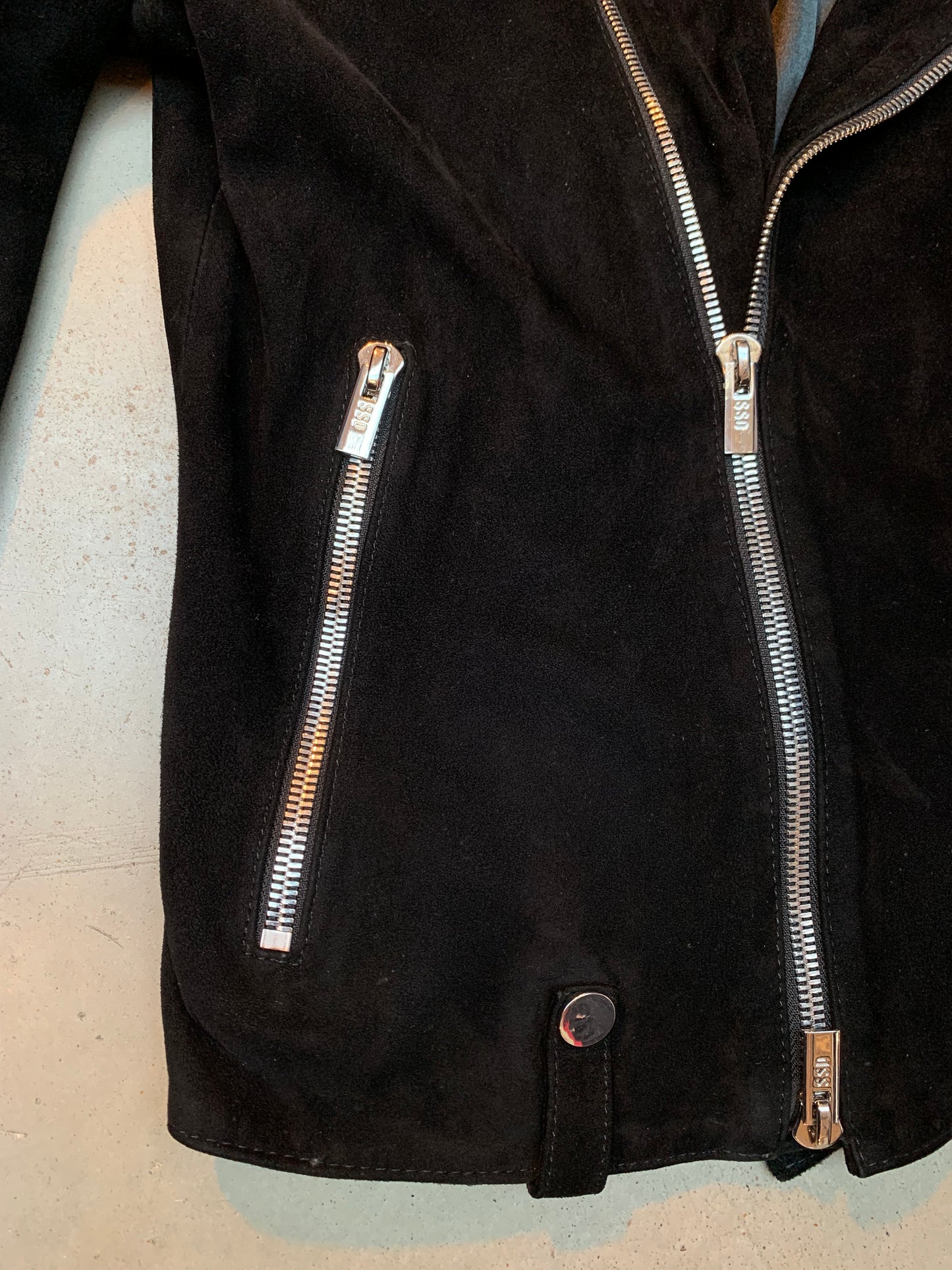 Vintage Unisex SUSUDIO Black Suede Biker Jacket