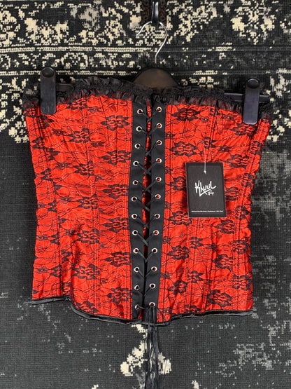 Women's Red Floral Lace Corset