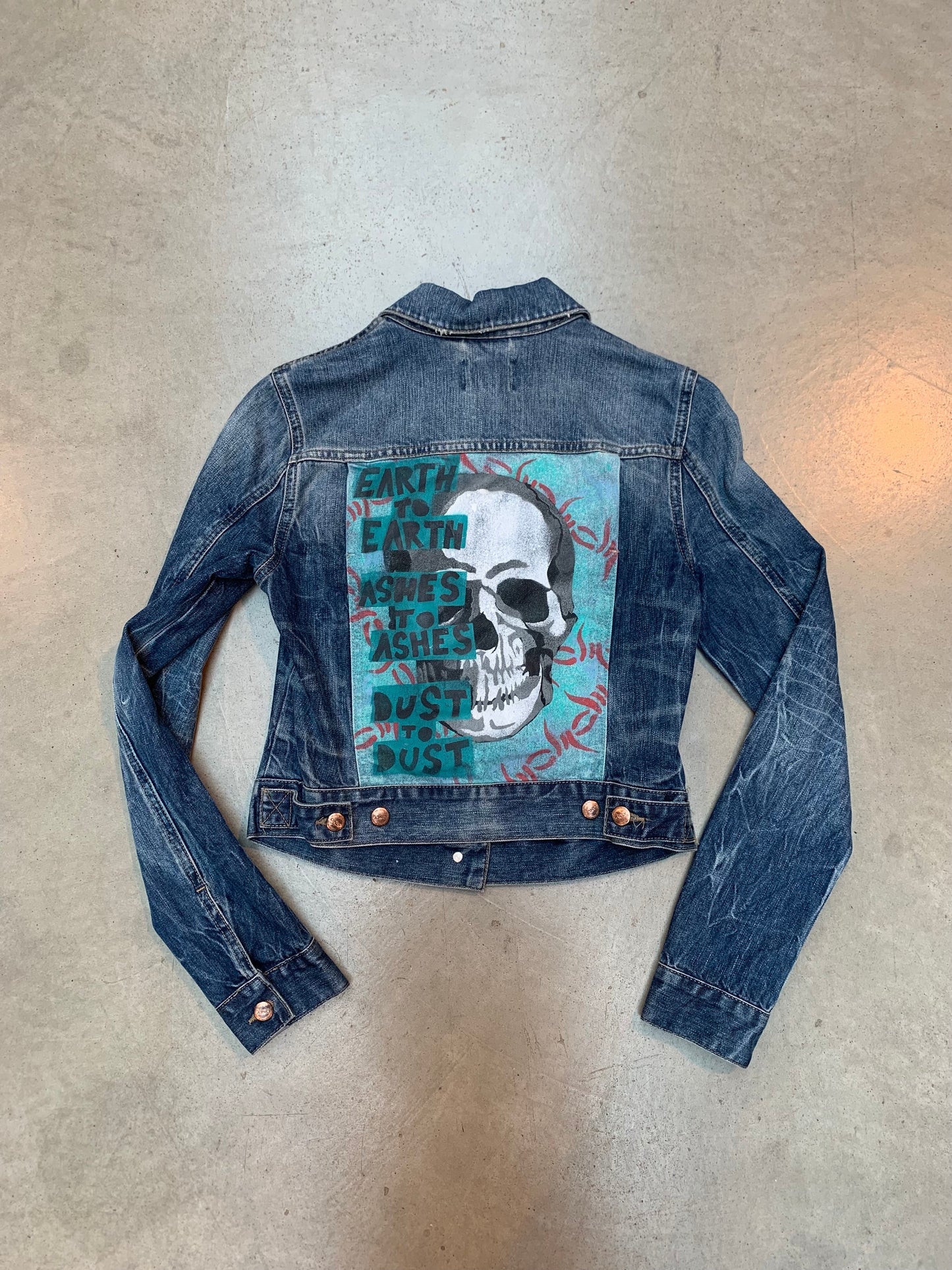 ONLY Denim Jacket with Custom Skull Artwork on Back