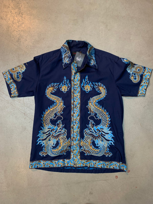 Vintage "for MAN of ACTION" Navy Blue Button Up Shirt