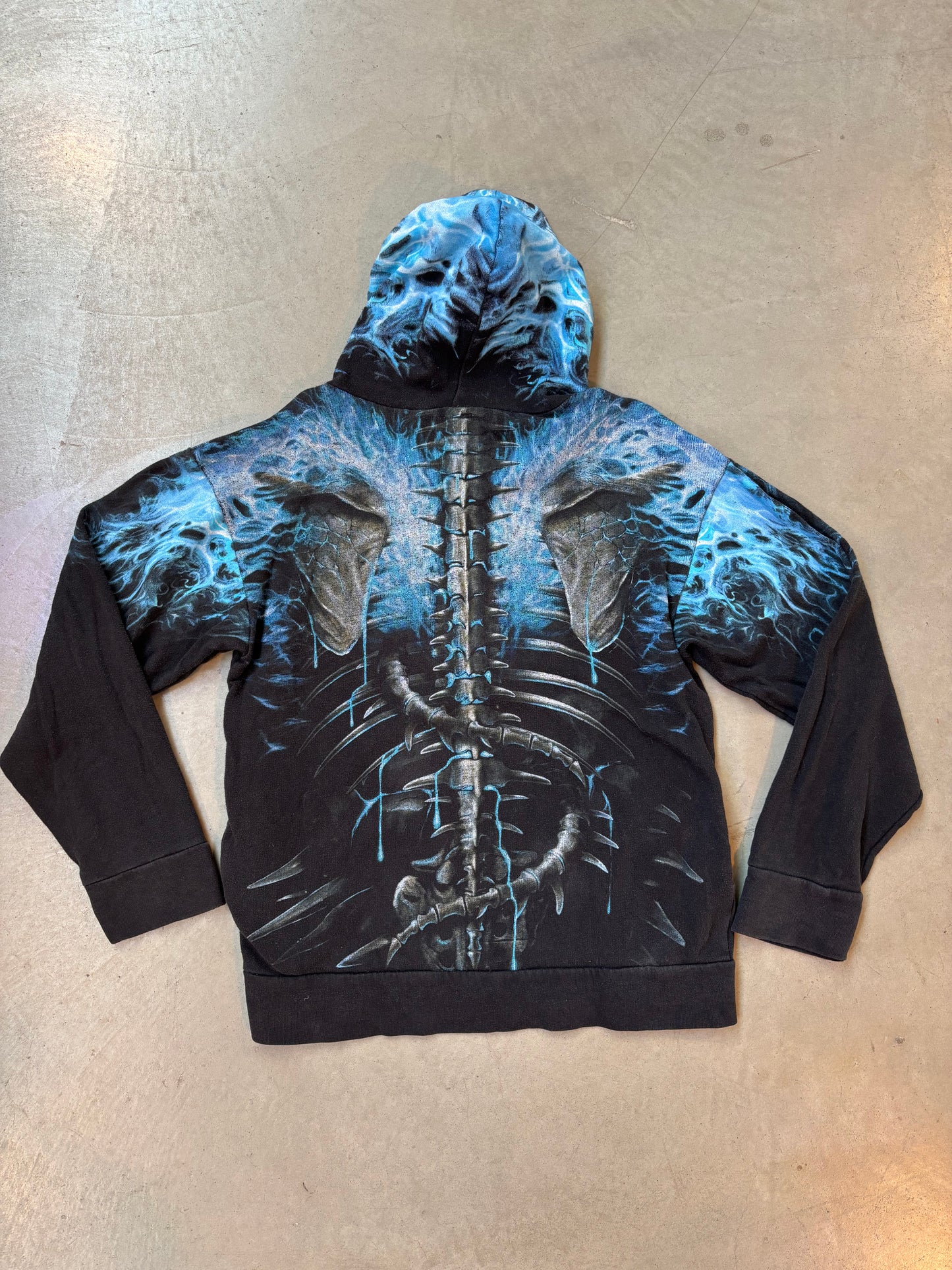 Spiral Black and Blue Skeleton Hoodie