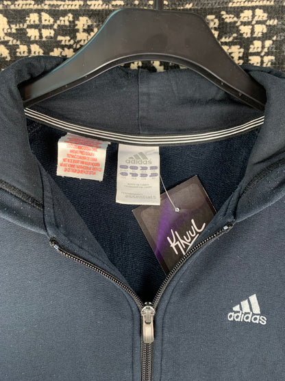 Men's Vintage Adidas Black Zip-Up Hoodie