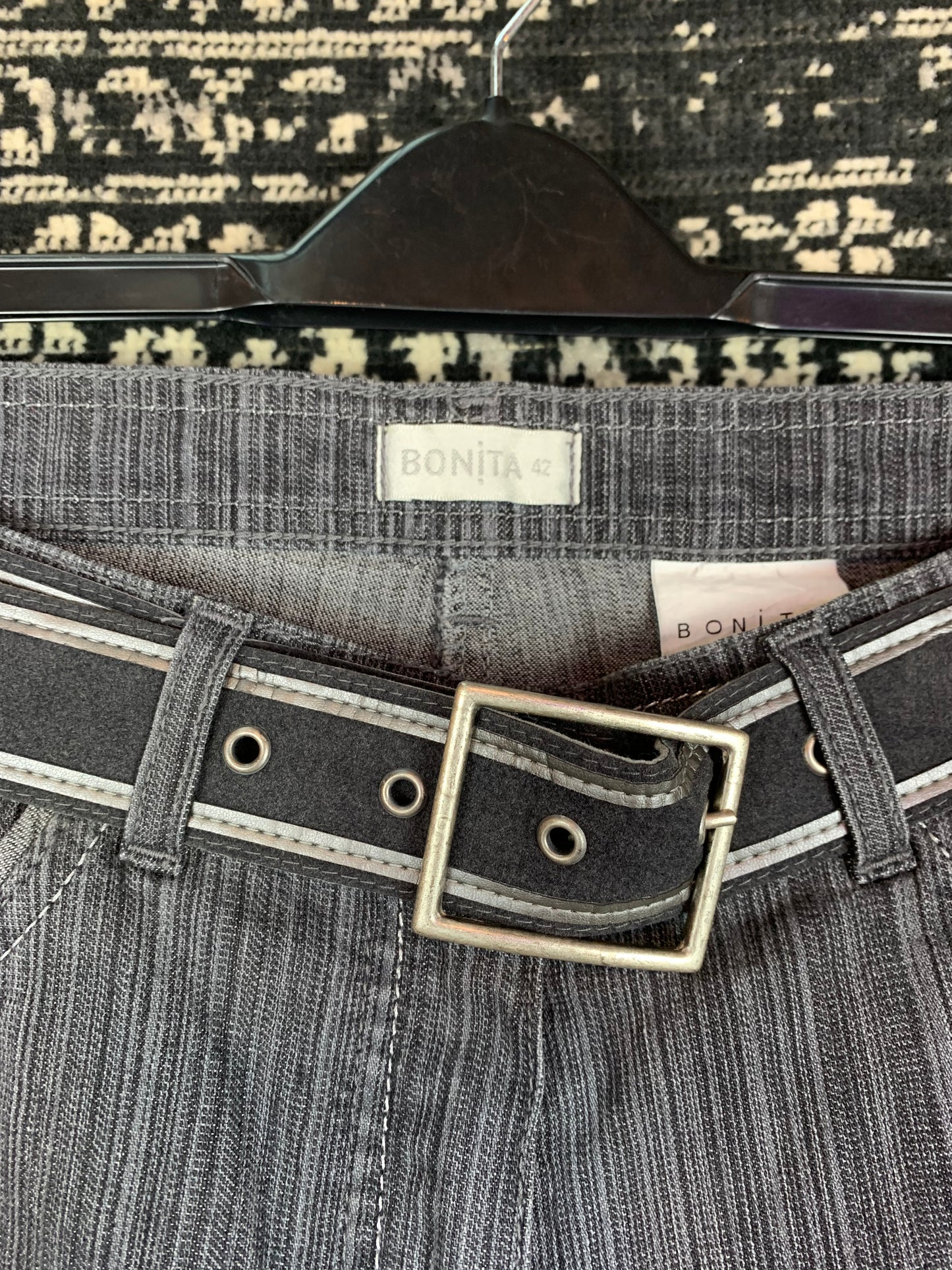 Bonita Y2K Style Gray Striped Pants for Women