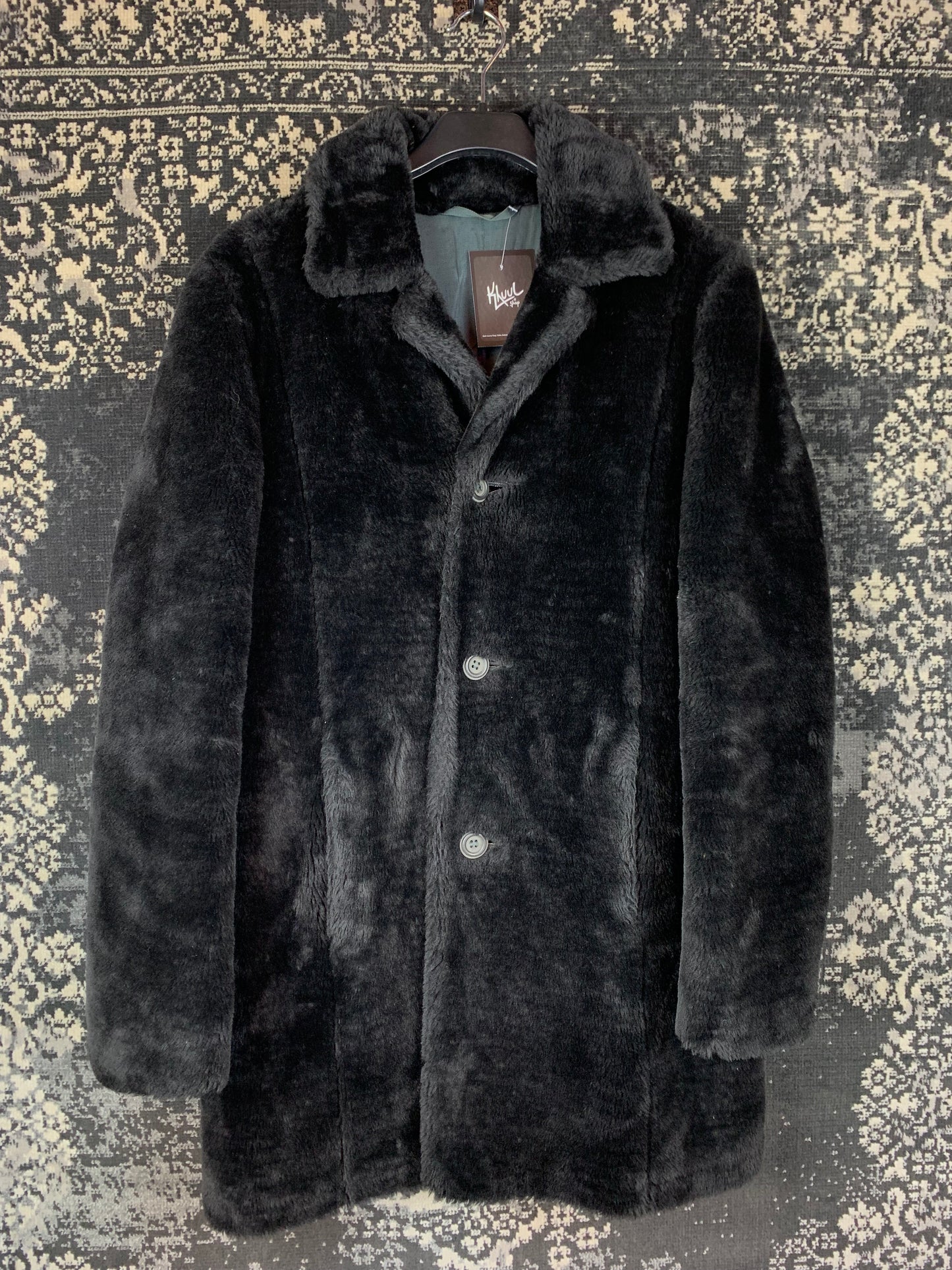 Elegant Black Faux Fur Long Coat