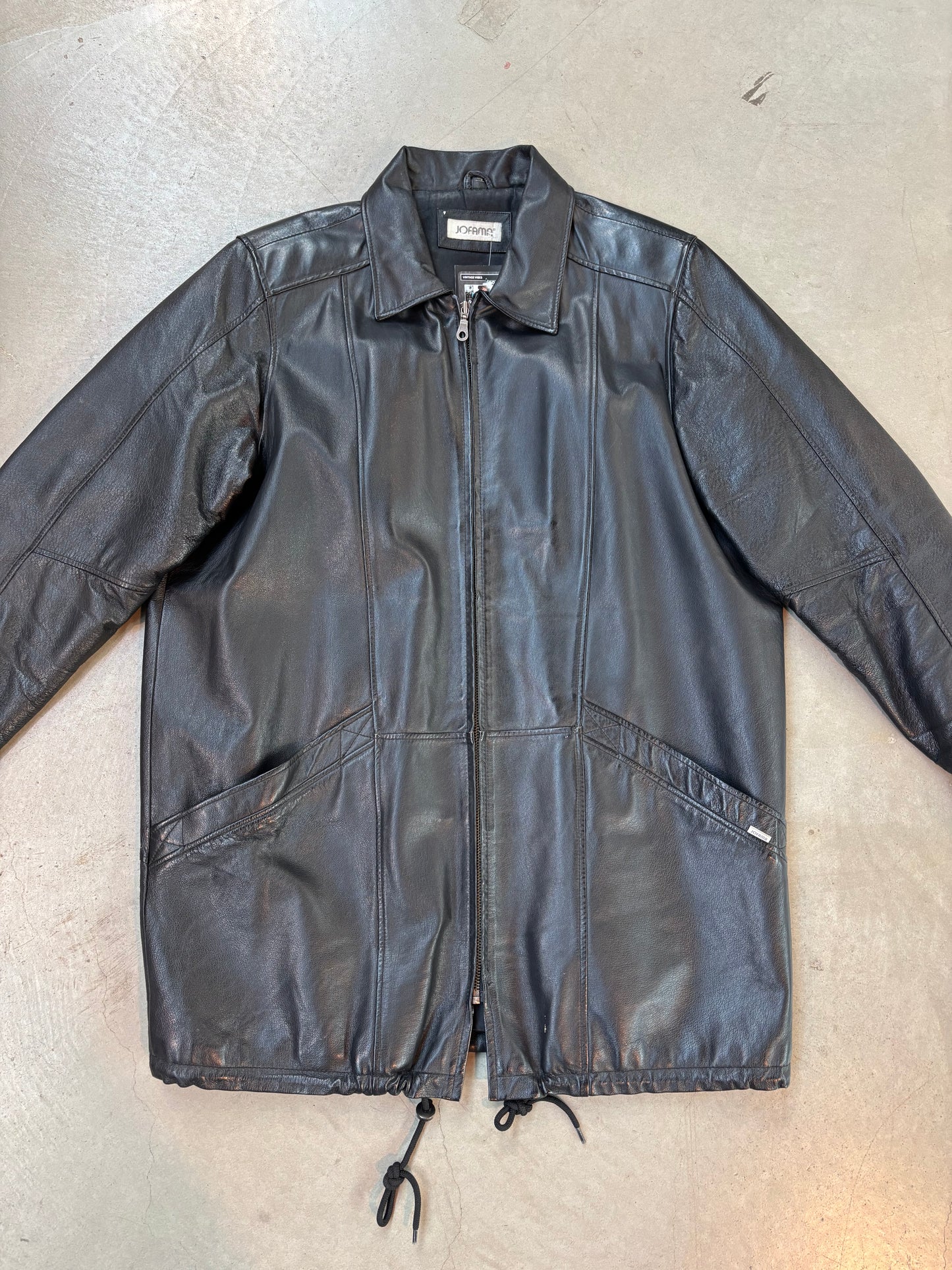 Jofama Black Leather Jacket Men's L