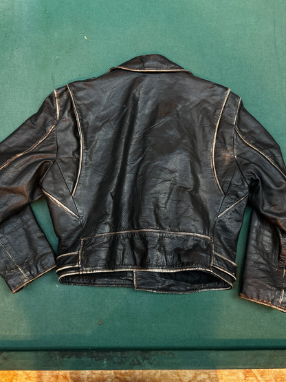 Vintage Black Leather Biker Jacket