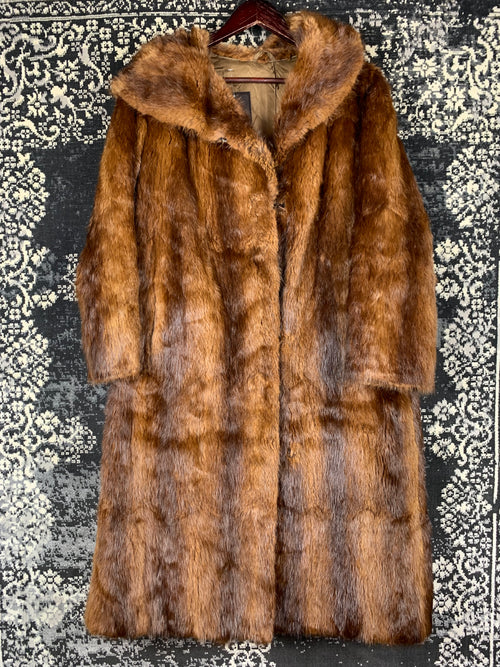 Womens Long Vintage Brown Fur Coat