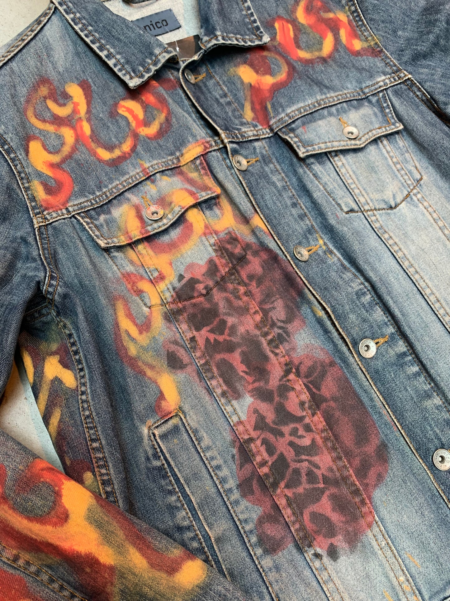 Vintage Nico Denim Jacket – Flame Graphic Design