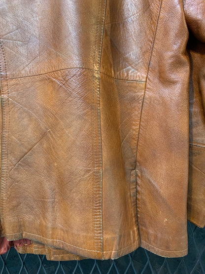 Vintage Unisex L Brown Leather Jacket By Marquis of London