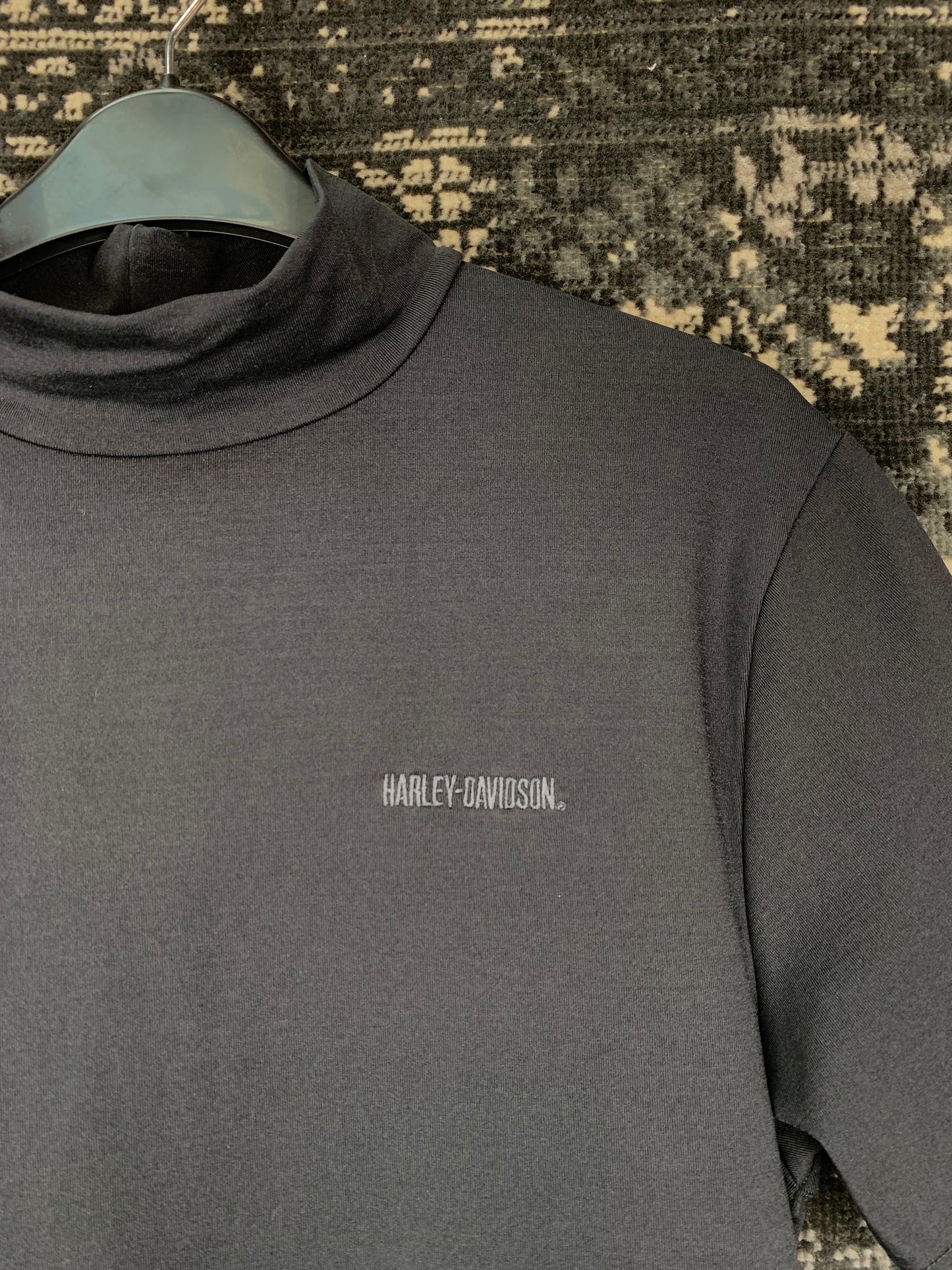 Harley Davidson Men Black Turtleneck T-shirt