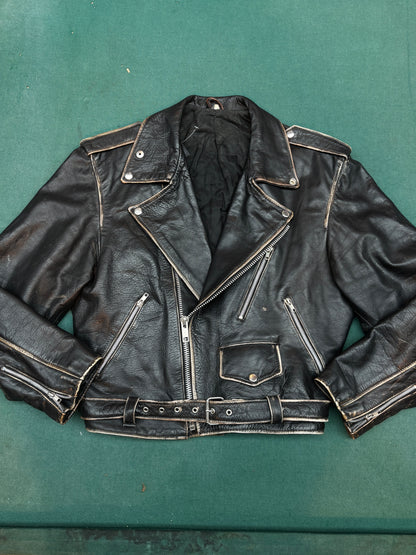 Vintage Black Leather Biker Jacket