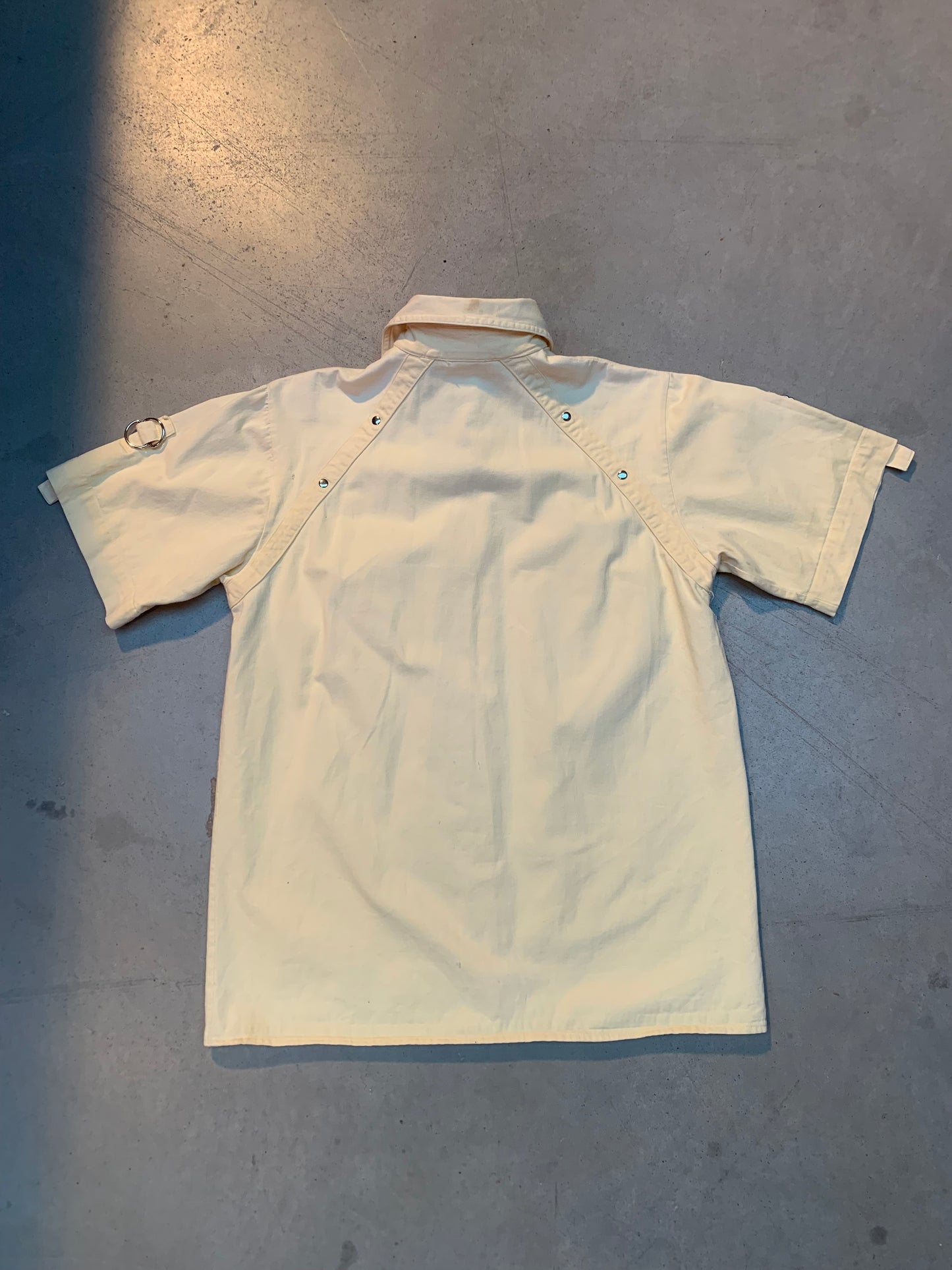 Y2K Light Yellow Short Sleeve Button-Up Shirt