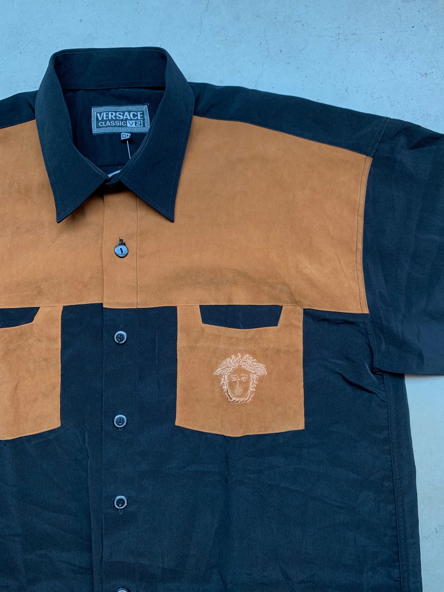 Versace Classic V2 Black and Brown Short Sleeve Shirt