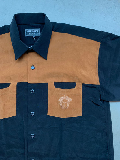 Versace Classic V2 Black and Brown Short Sleeve Shirt