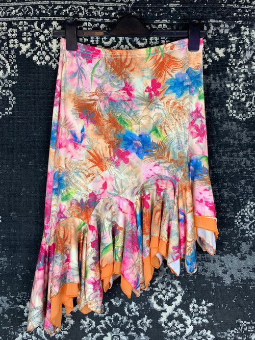 Y2K Women's Multicolor Floral Print Asymmetrical Skirt