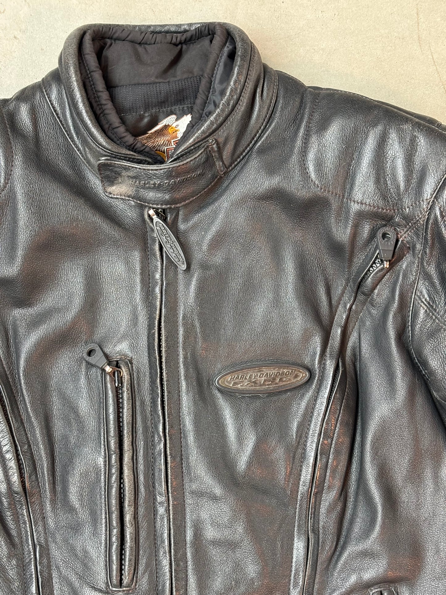 Vintage Harley Davidson Black Leather Jacket