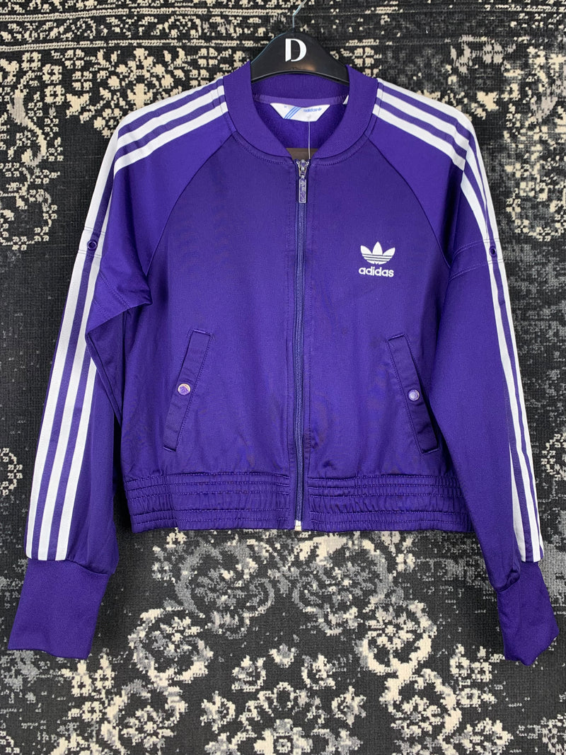 Vintage Adidas Purple Cropped Zip Up Track Jacket