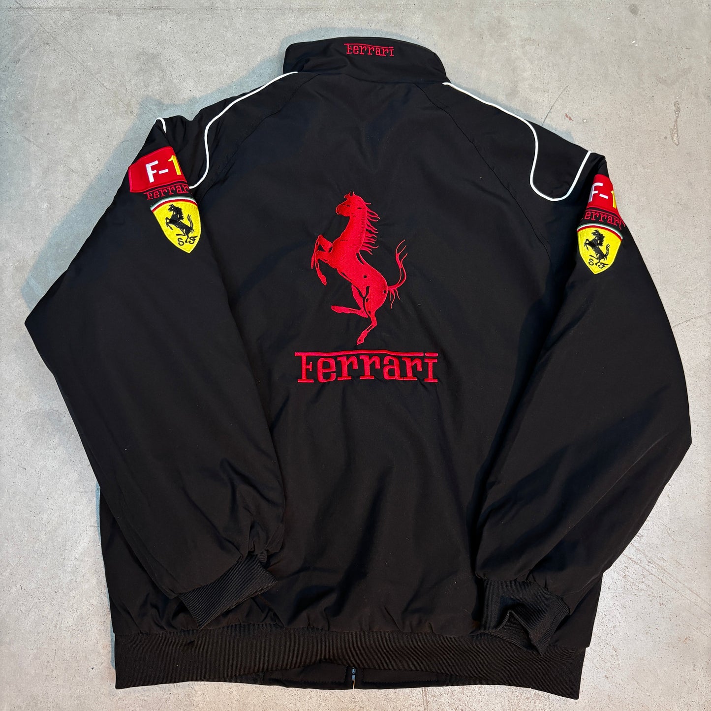 Vintage Black and Red Ferrari Racing Jacket