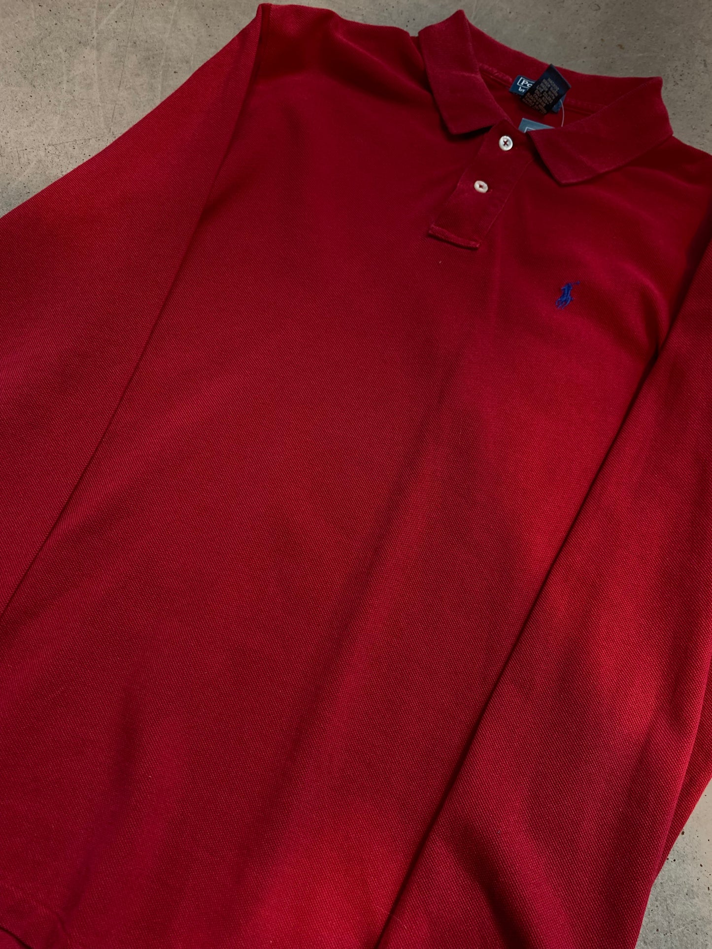 Vintage Men's Ralph Lauren Red Longsleeve Polo Shirt