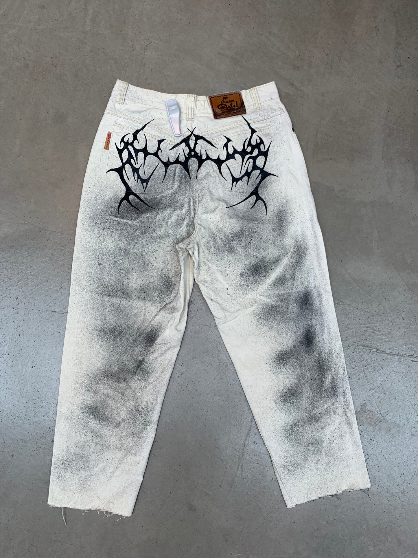 Hand Painted White Women Pants