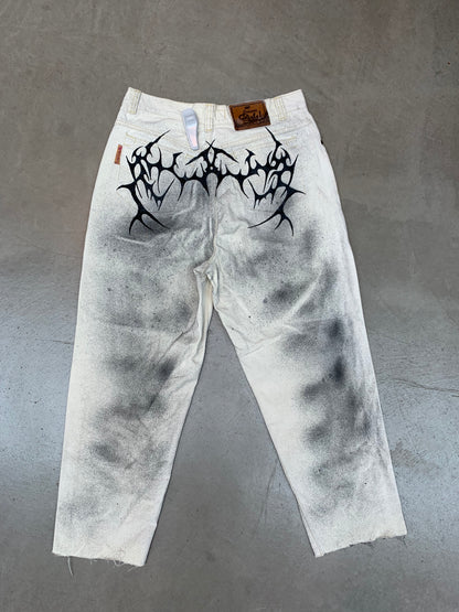 Hand Painted White Women Pants