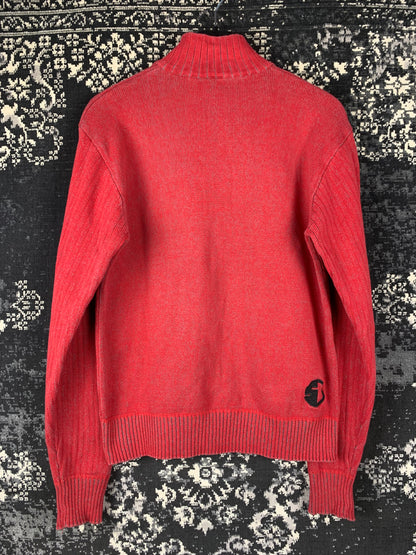 Men Y2K Vintage Shine Zip-Up Sweater