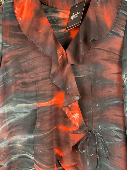 Women's Vintage Ruffle Tie Front Blouse