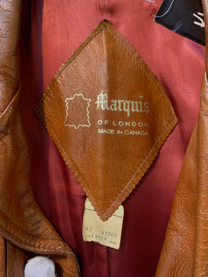 Vintage Unisex L Brown Leather Jacket By Marquis of London