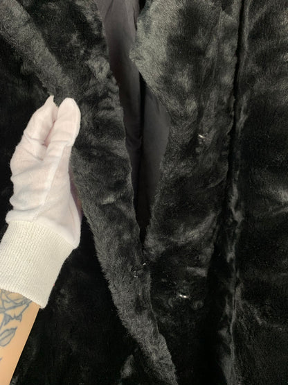 Vintage KIABI Black Faux Fur Long Coat