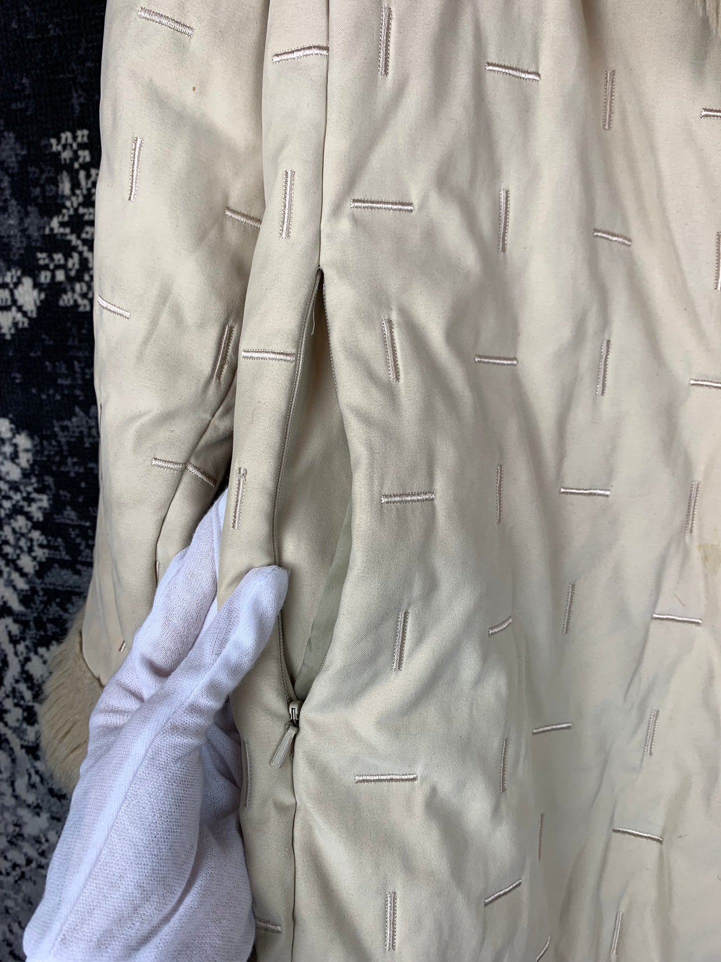 Derhy Y2K Cream Faux Fur Collar & Cuff Jacket