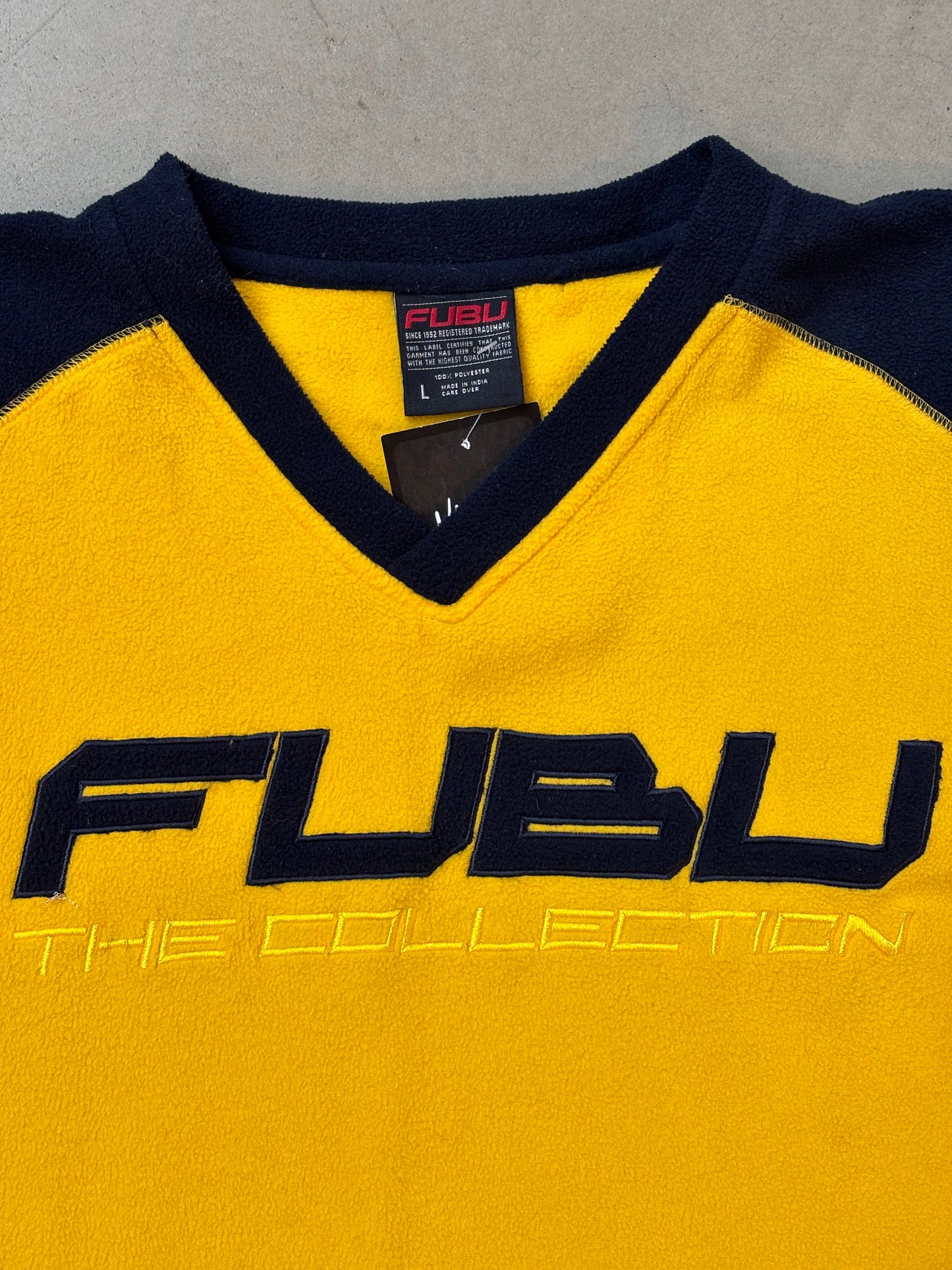 FUBU Yellow And Navy Long Sleeve Pullover