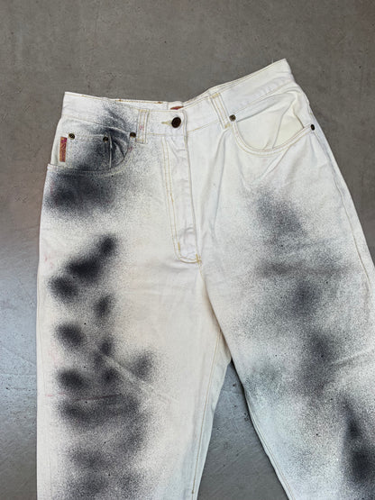 Hand Painted White Women Pants